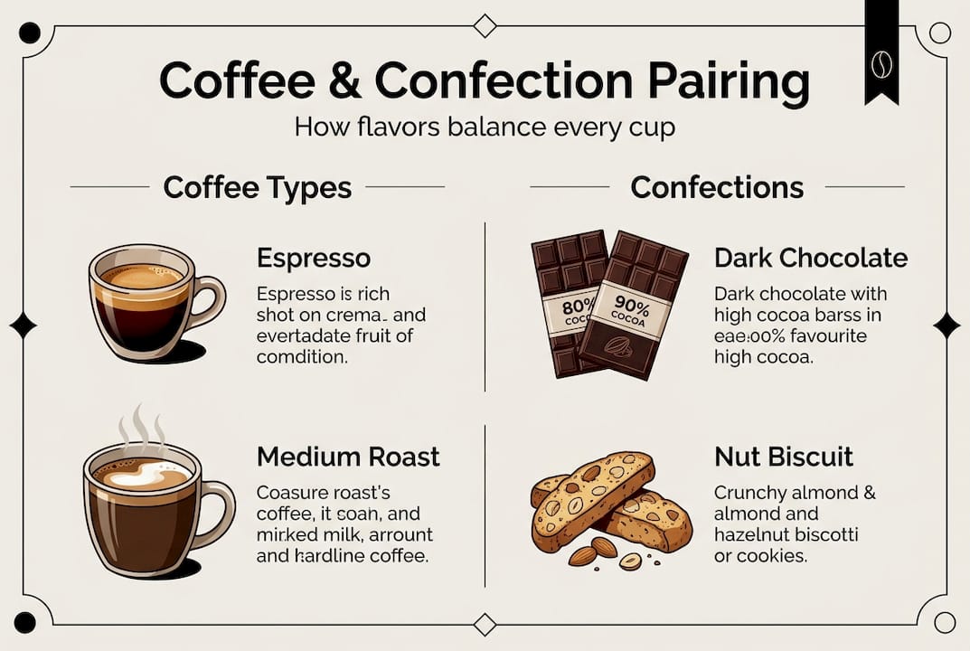 Infographic coffee and confection pairing chart