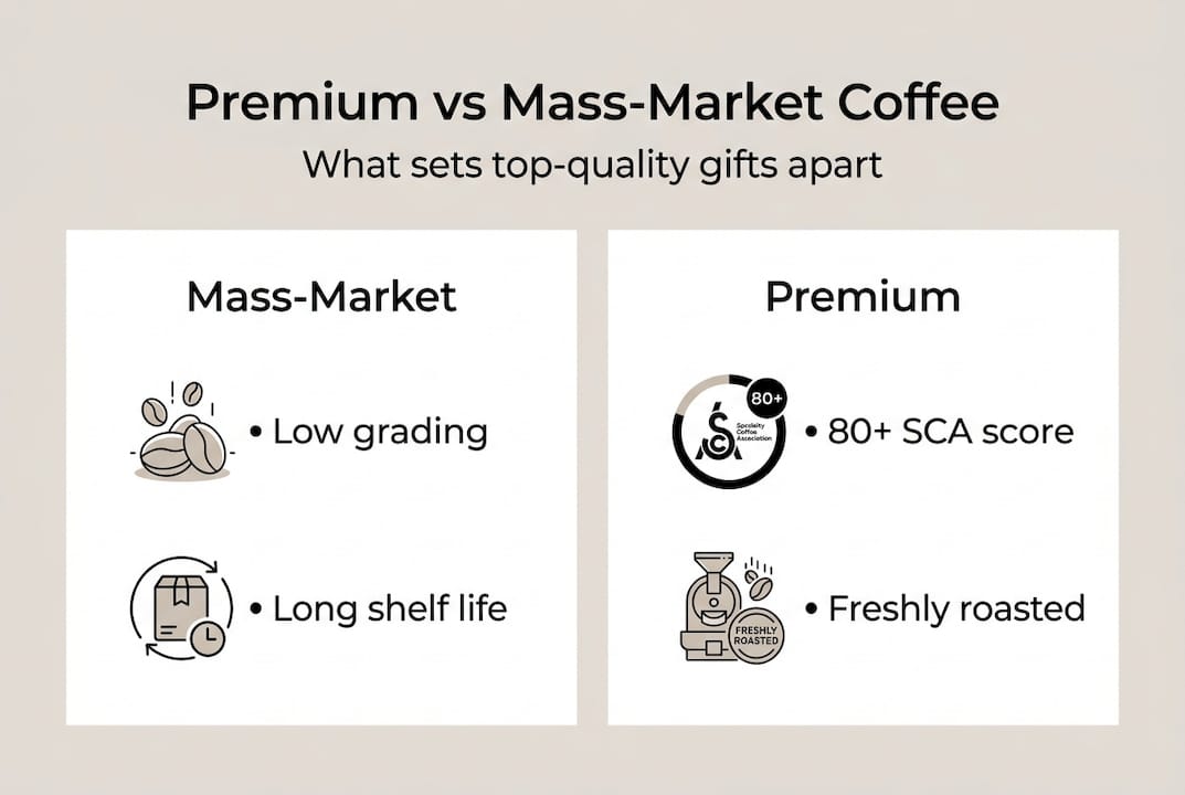 Infographic comparing premium and mass-market coffee