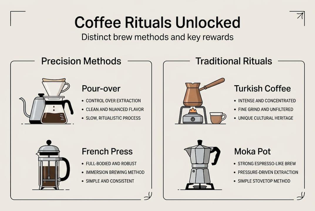 Infographic showing coffee ritual brew styles