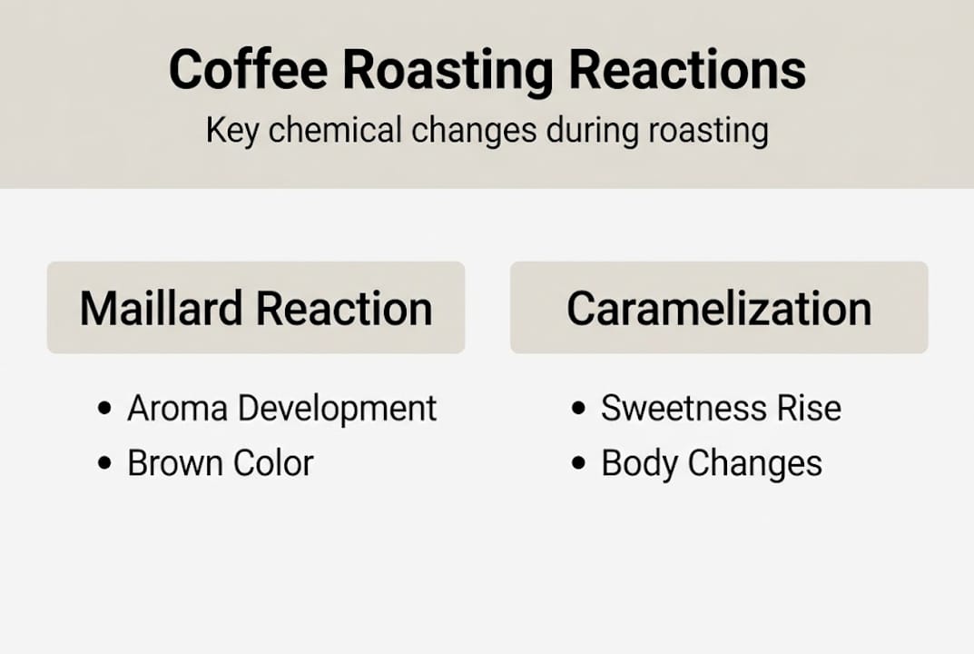 Infographic on coffee roasting chemical reactions