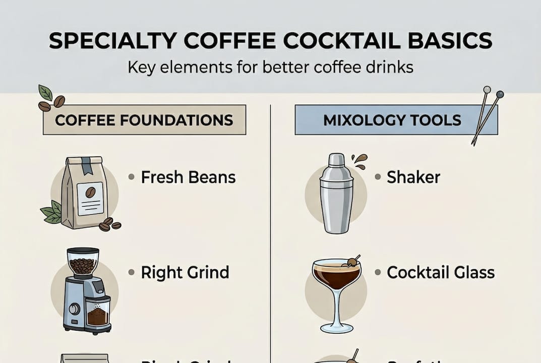 Infographic of coffee cocktail essentials and tools