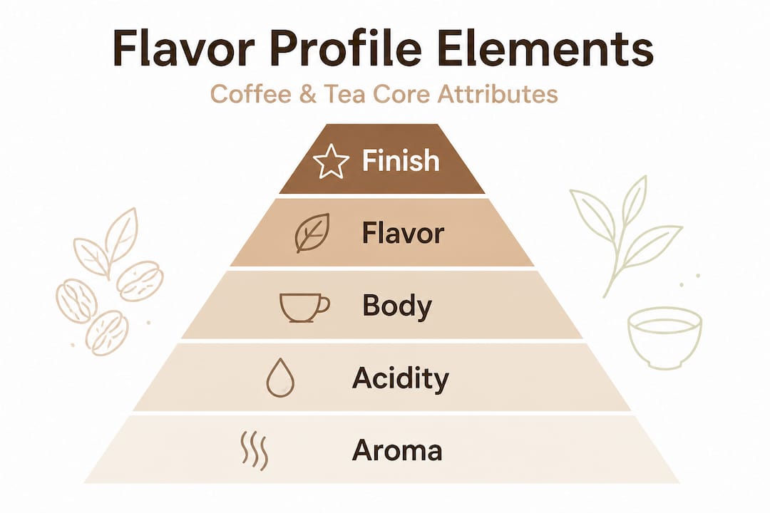 Flavor profile pyramid showing key elements