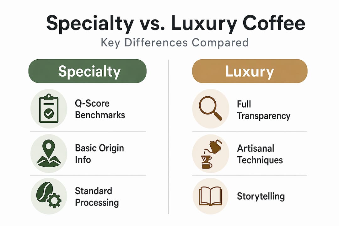 Infographic comparing specialty and luxury coffee