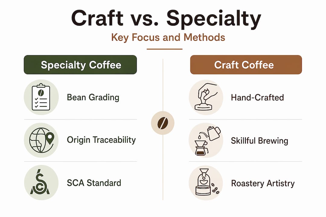 Infographic comparing craft and specialty coffee key points