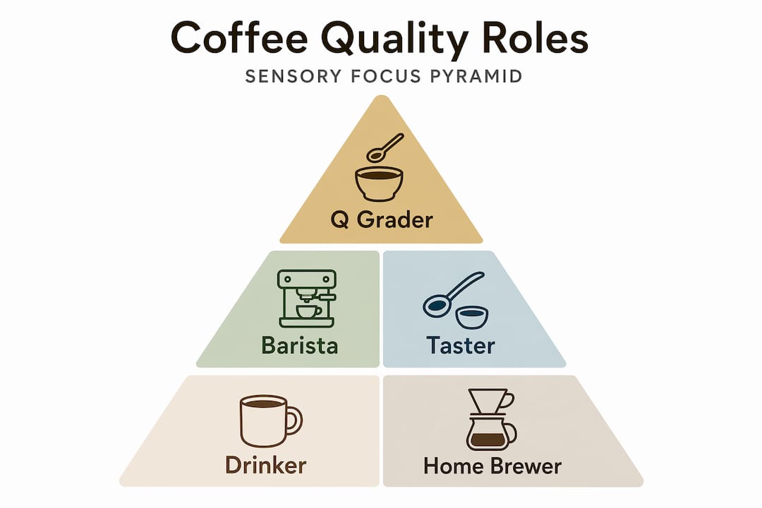 Hierarchy infographic of coffee quality roles