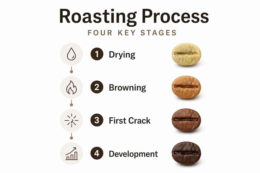 Infographic of coffee roasting process steps