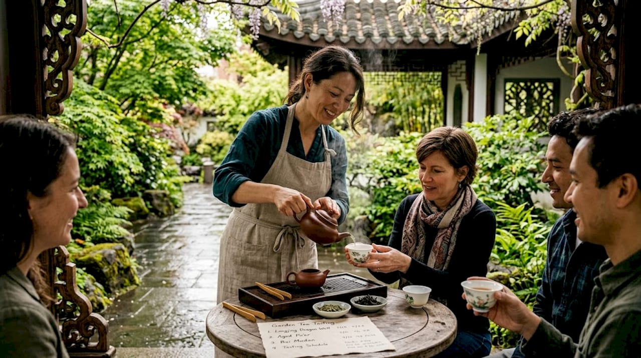 Tea tasting in Portland Chinese garden