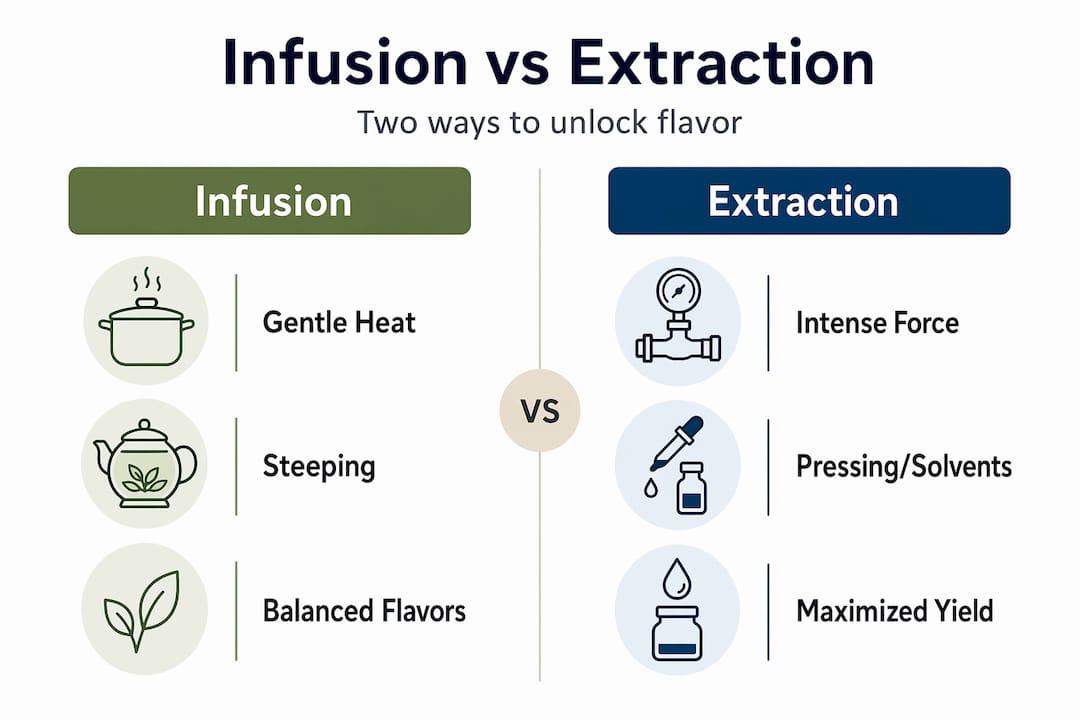 Infographic comparing infusion and extraction methods