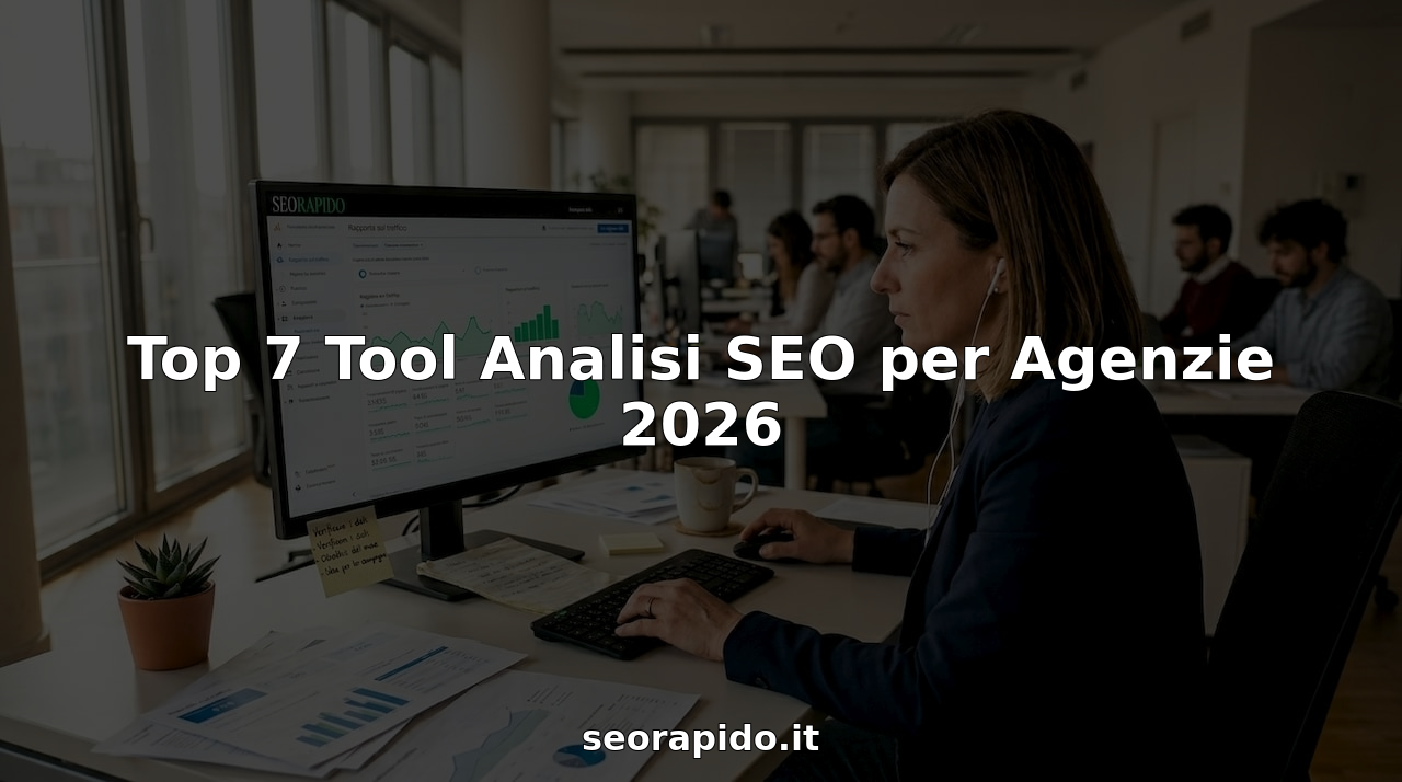 Un analista SEO al lavoro nella sua agenzia, impegnato a esaminare grafici e dati direttamente dalla scrivania.