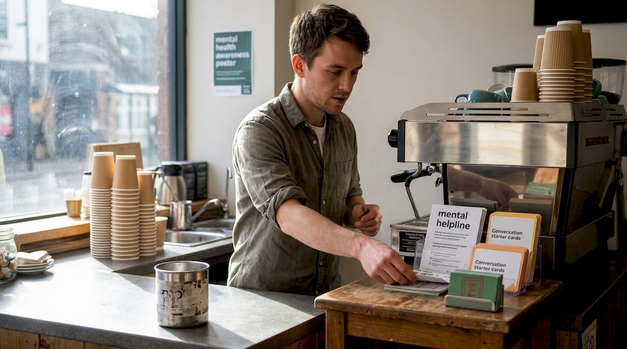 Barista sets out mental health resources in café