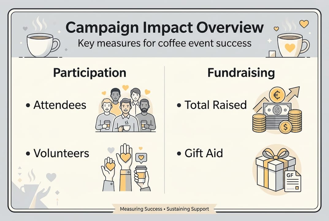 Infographic with charity campaign metric categories