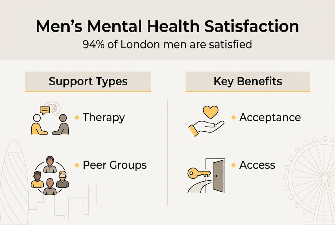 Infographic showing men’s mental health support overview