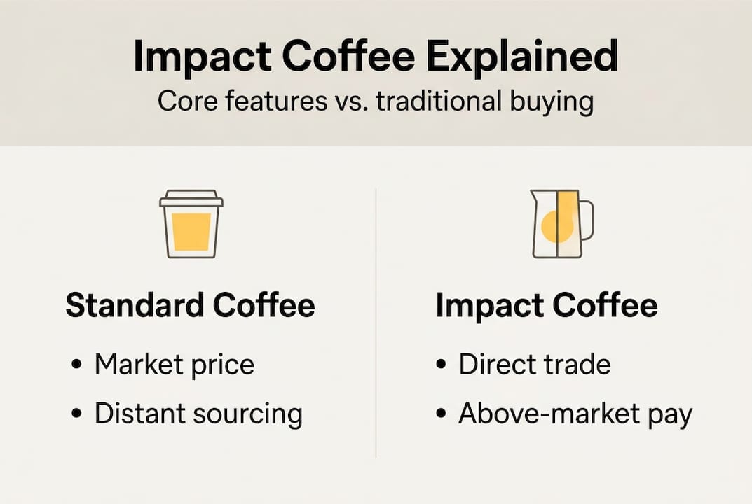 Infographic highlighting core impact coffee features