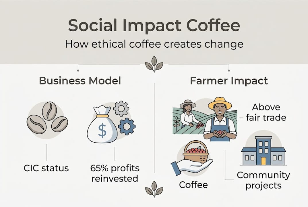 Infographic about social impact coffee model