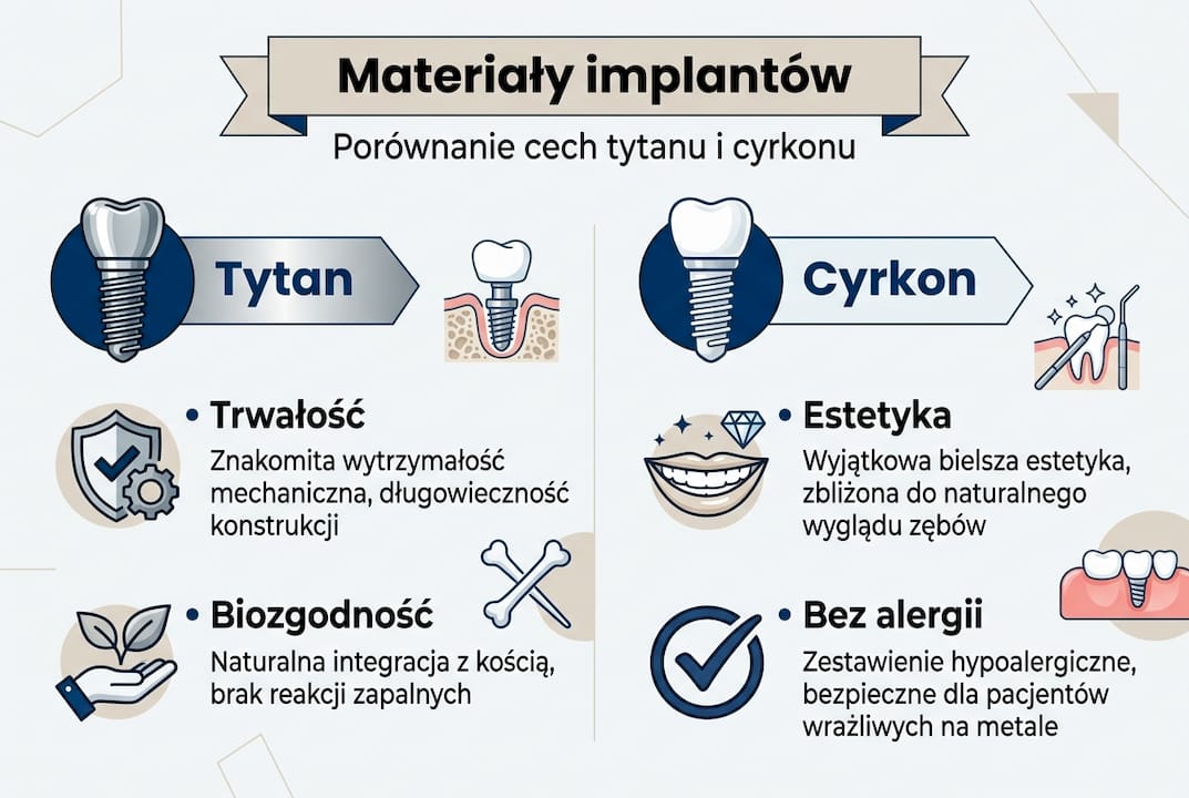 Infografika: Przegląd i porównanie materiałów stosowanych w implantach