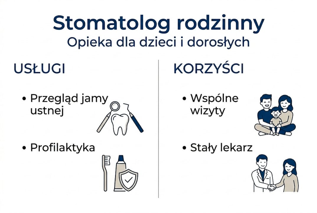 Infografika przedstawiająca, jak dbać o zdrowie jamy ustnej całej rodziny