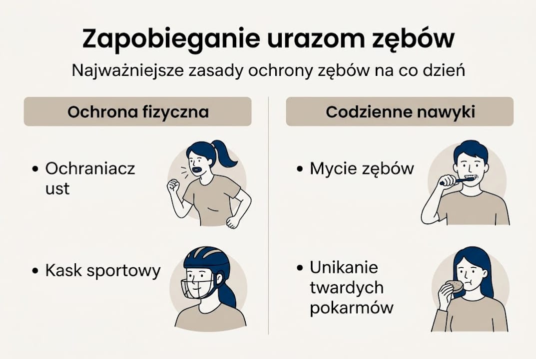 Infografika: jak skutecznie zapobiegać urazom zębów i dbać o ich ochronę