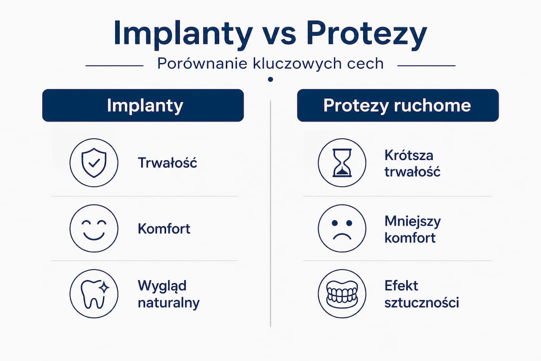 Infografika: Implanty czy protezy ruchome – co wybrać?