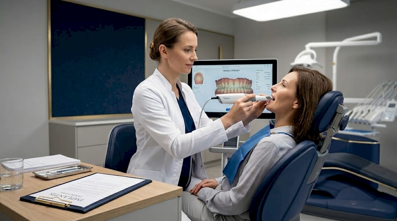 Dentysta wykonujący skan jamy ustnej za pomocą Triosa 6