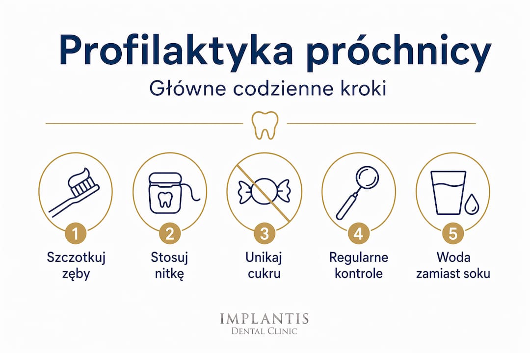Infografika: najważniejsze zasady dbania o zdrowe zęby i ochrony przed próchnicą