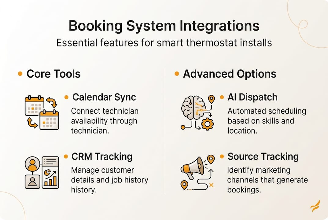 Infographic of booking system integrations for installs