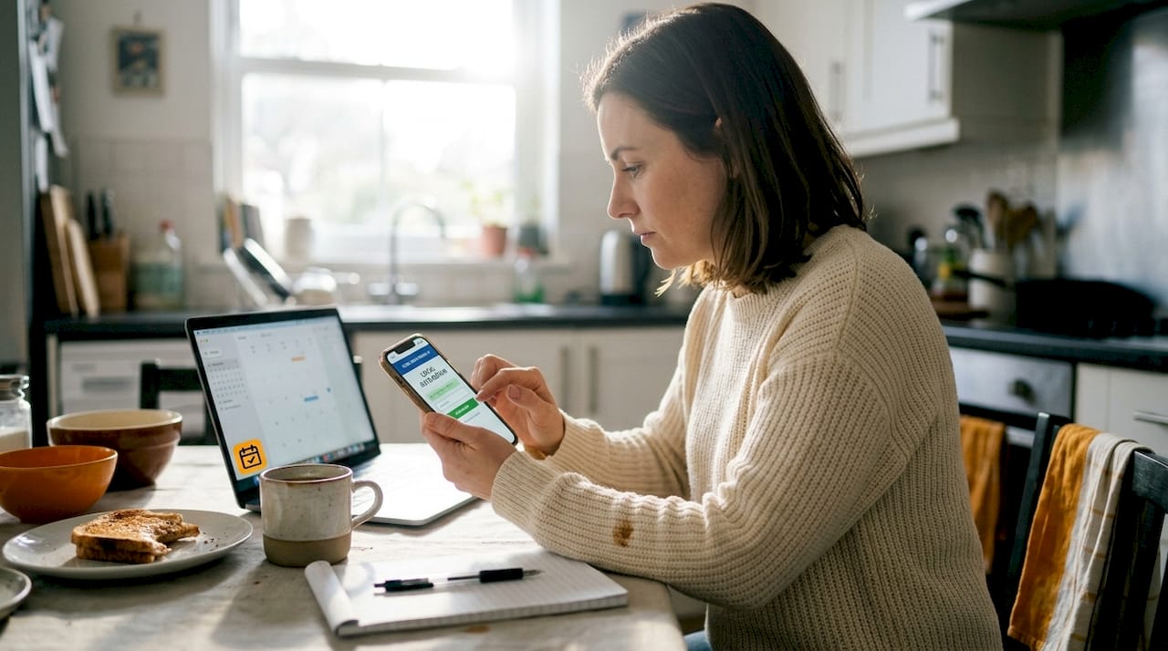 Customer scheduling vehicle repair at kitchen table