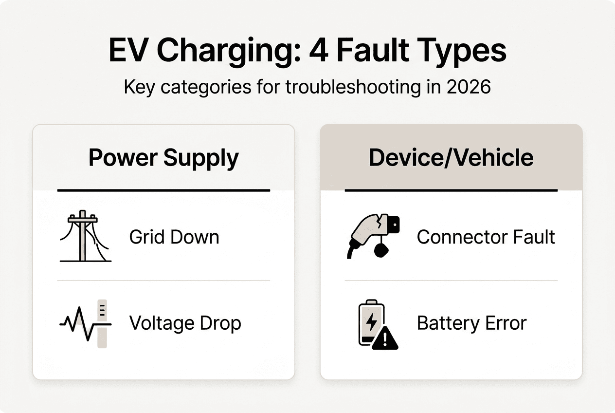 Infographic showing EV charging fault categories