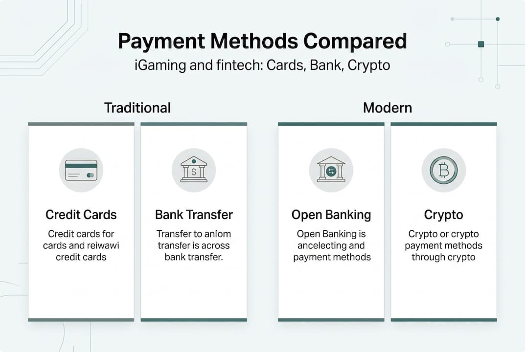 Infographic compares payment methods for fintech