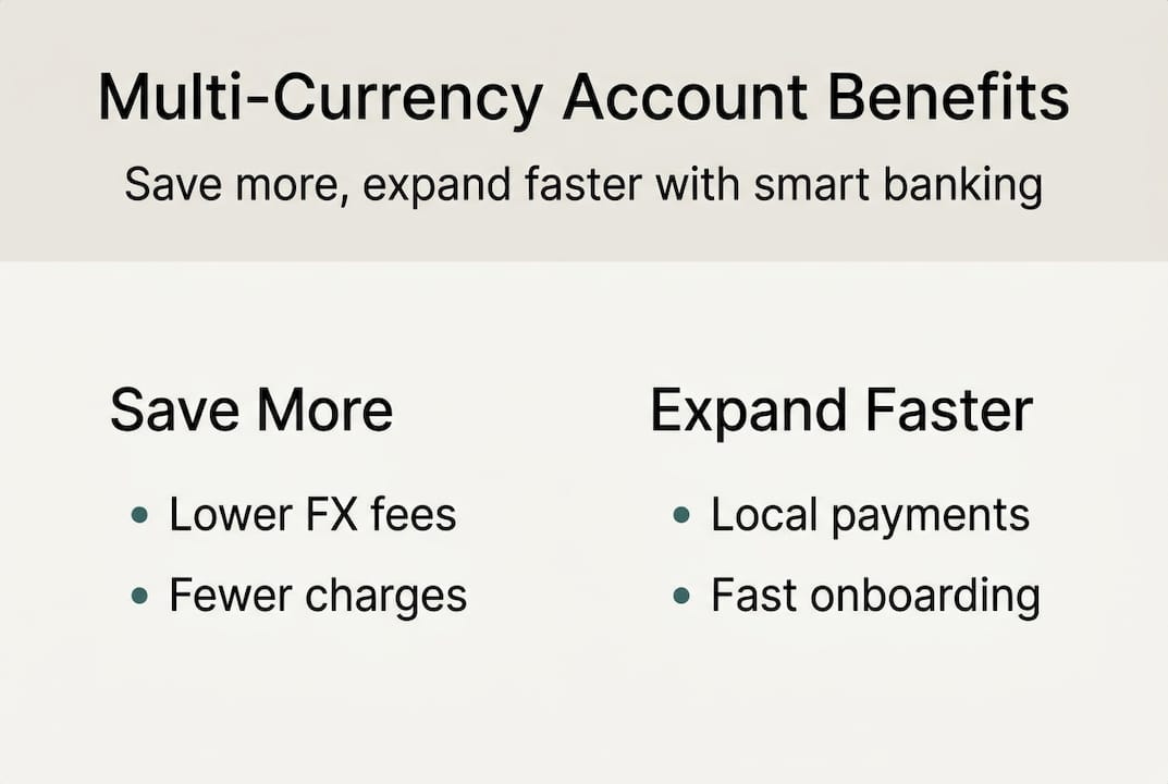 Infographic with core multi-currency advantages