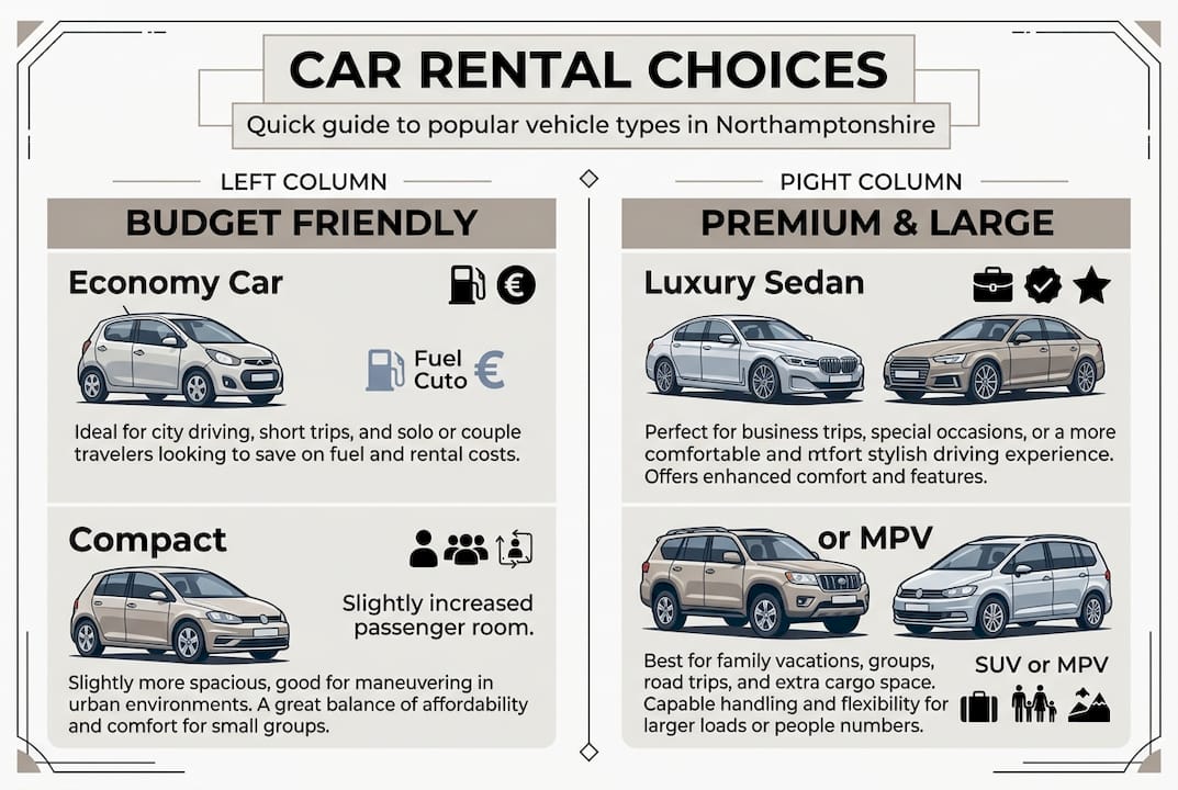 Infographic comparing car rental vehicle types