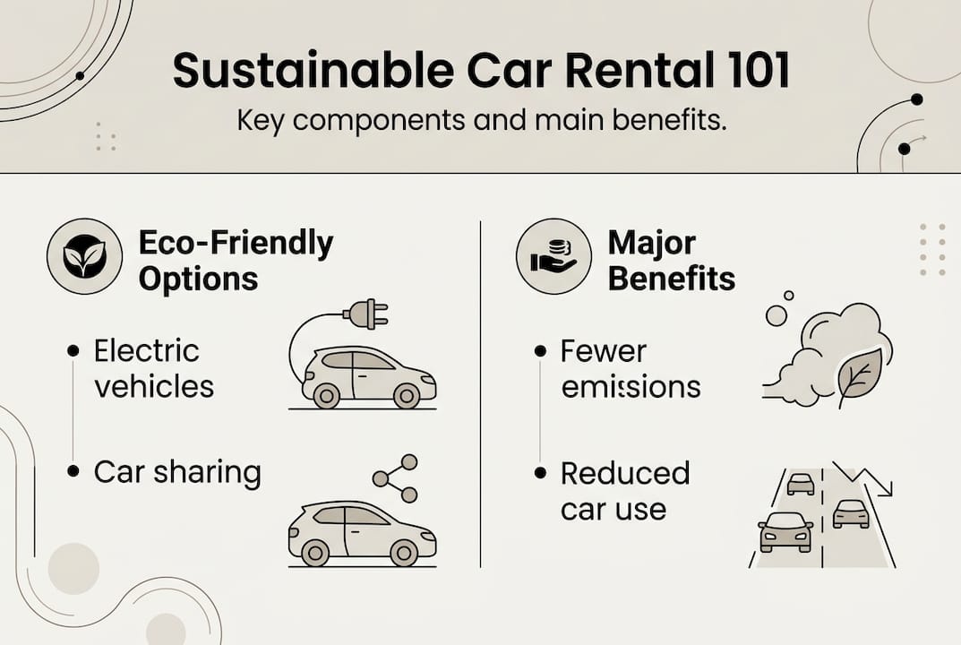 Infographic about sustainable car rental types and benefits