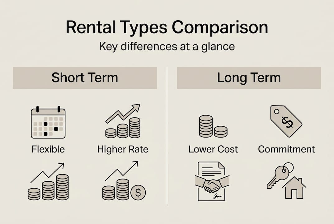 Infographic of short vs long term rental comparison