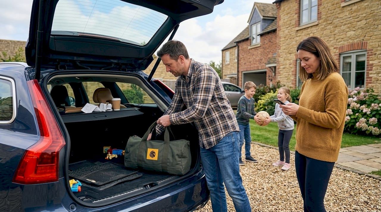 Family packing car for local trip