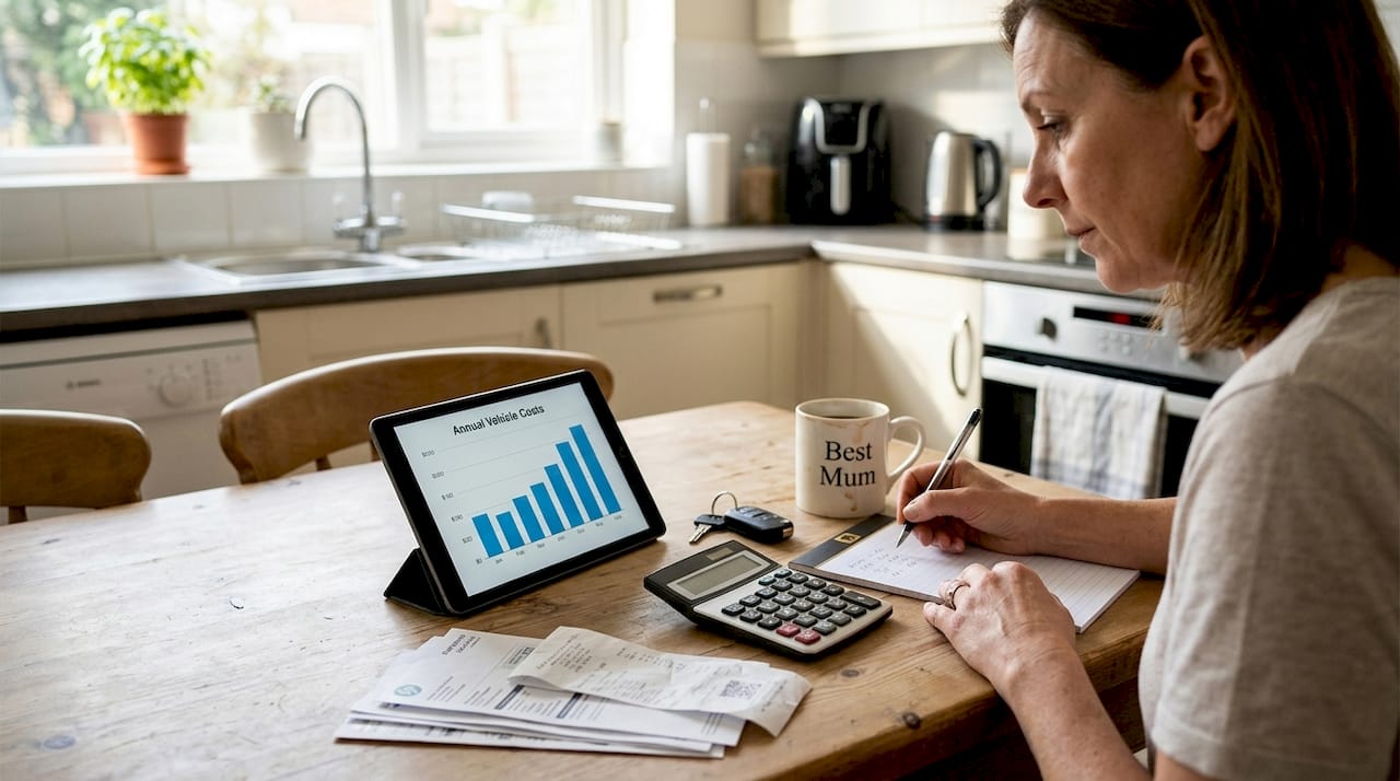 Woman comparing car ownership versus rental costs