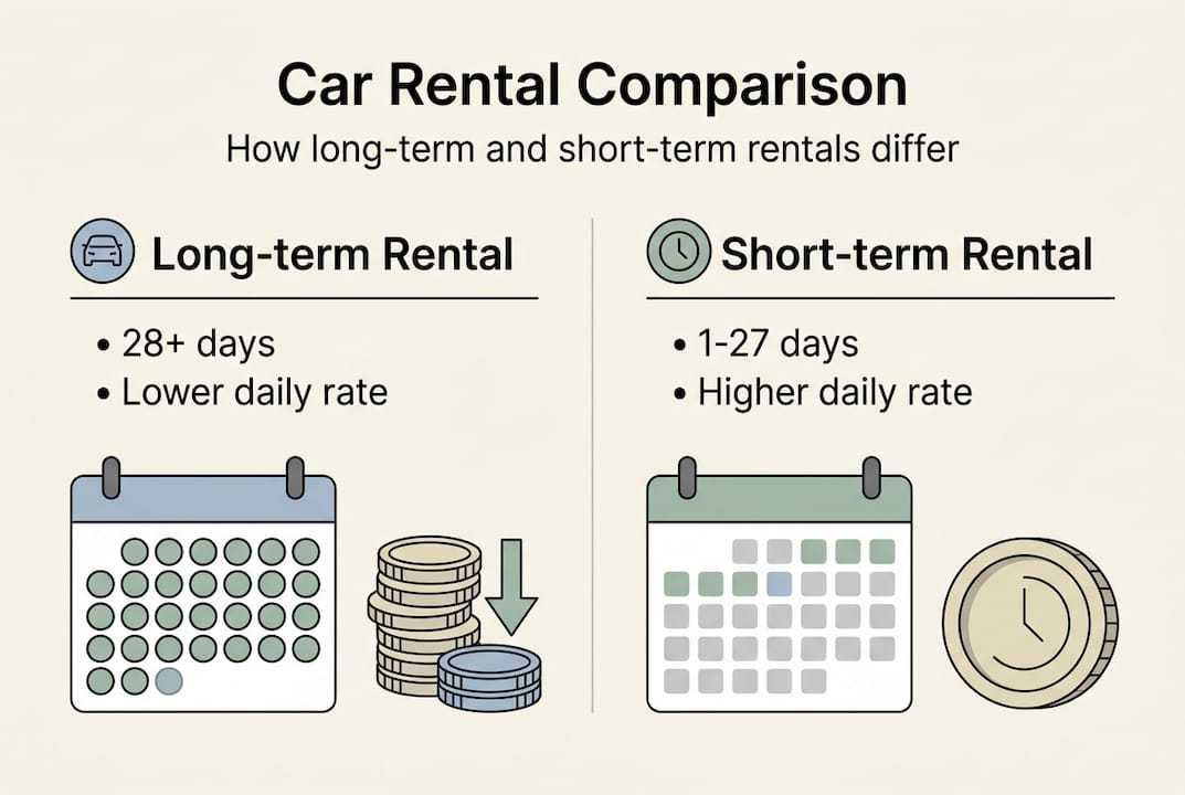 Infographic showing car rental comparison categories