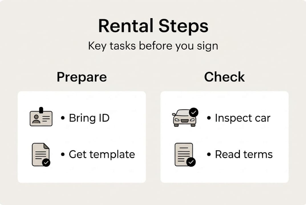 Infographic showing rental agreement step overview