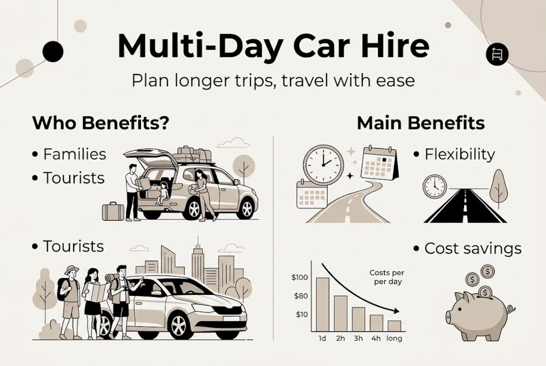 Infographic explaining multi-day car hire advantages