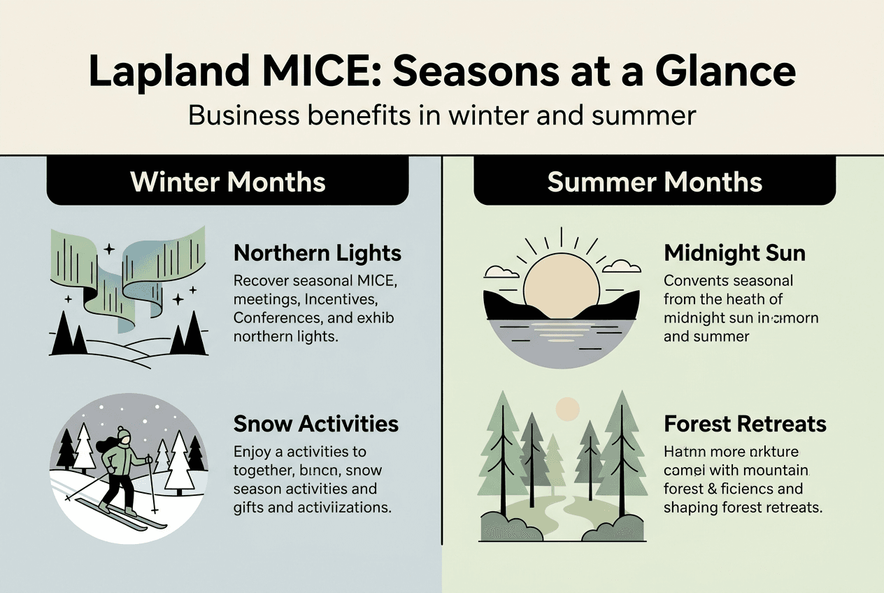 Infographic of Lapland MICE winter and summer benefits