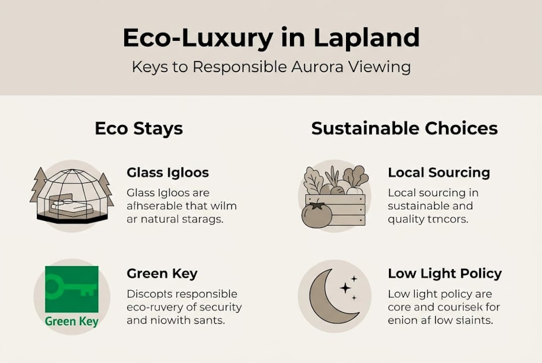 Infographic summarizing eco-luxury Lapland guide