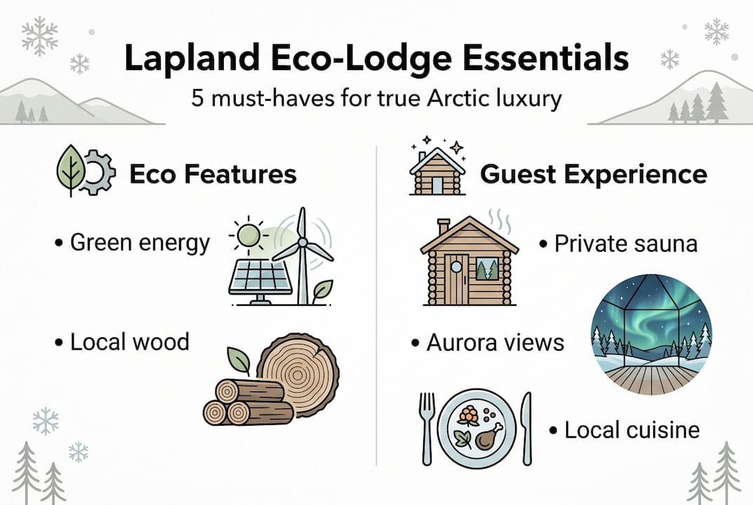 Infographic of five Lapland eco-lodge essentials