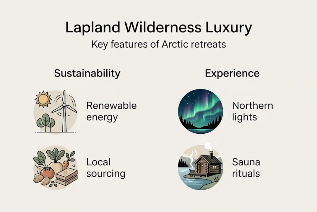 Infographic about Lapland retreat features sustainability and experience