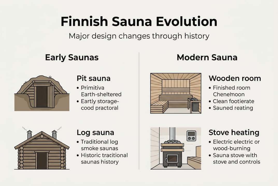 Infographic showing Finnish sauna evolution timeline
