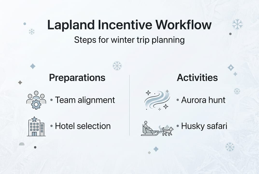 Infographic of Lapland trip workflow steps