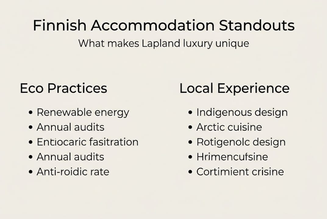 Infographic summarizing Finnish Lapland accommodation features