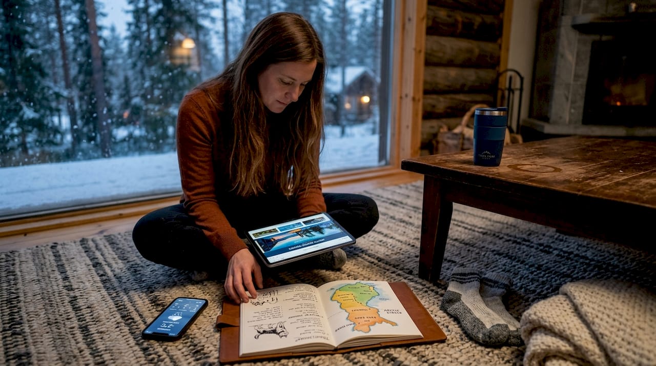 Researching Lapland travel season at home
