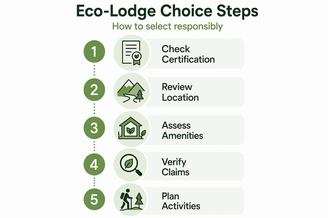 Infographic showing eco-lodge selection steps
