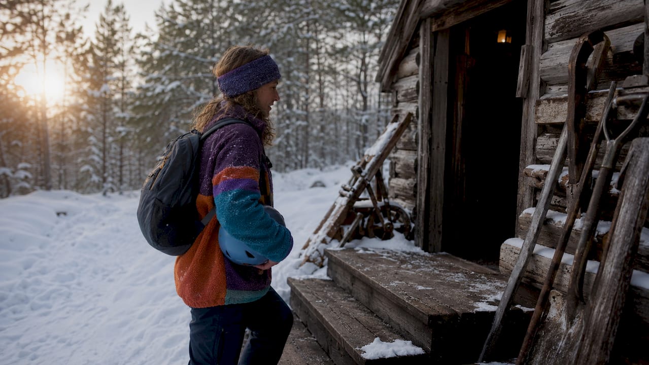 Visitor entering Lampivaara amethyst mine