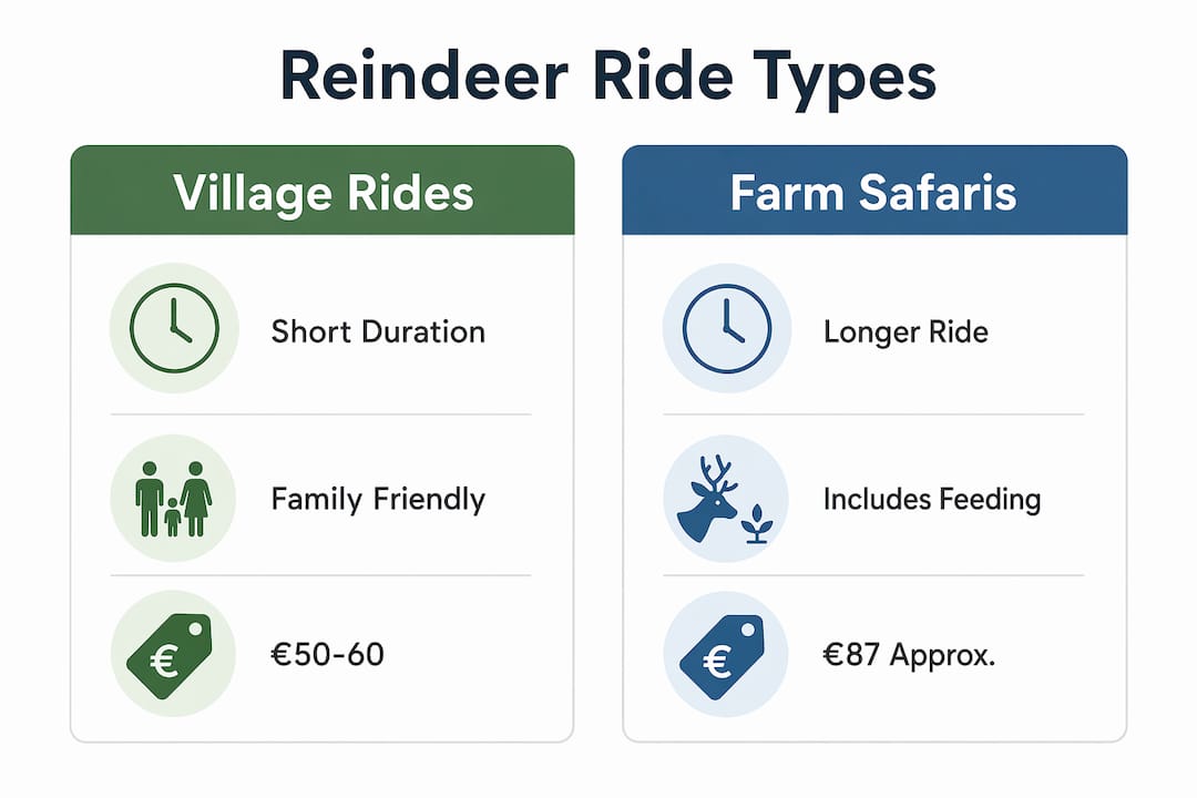 Infographic contrasting village rides and farm safaris