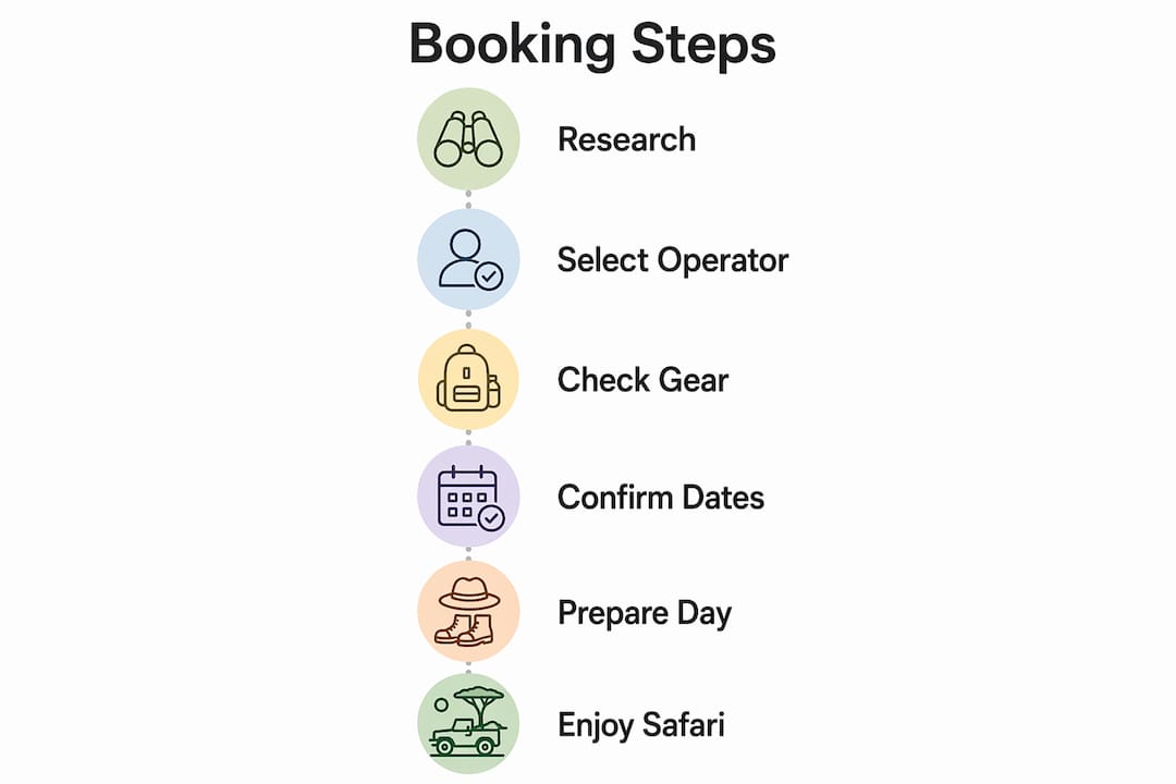 Infographic showing step-by-step reindeer safari booking process