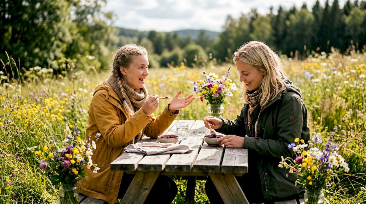 Swedish outdoor tasting under oak trees